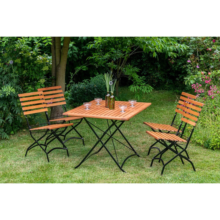 Merxx Schlossgarten Gartenmöbelset 5-tlg. aus Eukalyptusholz in Schwarz, Tisch Breite: 120 cm, Tiefe: 80 cm - Bild 2