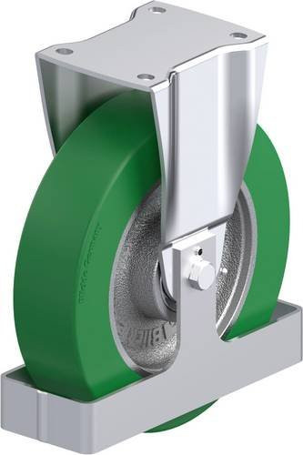 Blickle Stahlblech-Bockrolle BH-GST 250K-FS in Silber und Grün mit 250 mm Rad-Durchmesser und 900 kg Tragfähigkeit - Bild 1