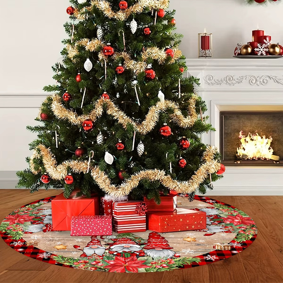 VIKAMA Weihnachtsbaumrock mit Zwergenmotiven in Multicolour, runder Textil-Baumschmuck für Innen und Außen - Bild 4