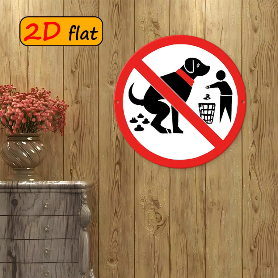Rundes Aluminium-Metallschild CIFBUY Kein Hundekotlassen, Durchmesser: 20 cm, Farben: Weiß, Rot, Schwarz - Bild 3