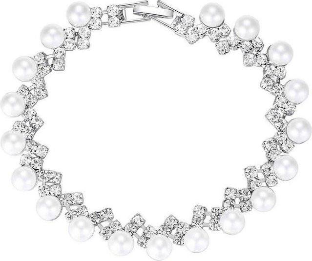 Schmuck-Set Halskette, Ohrringe, Armband, Silber, Zirkonia, Perle, Damen - Bild 1