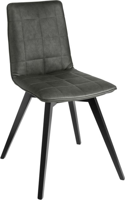 VEGA Schalenstuhl Milaria Set aus 2 Stück, Kunstleder Anthrazit, Gestell Buchenholz Schwarz, B/T/H: 60 x 51 x 88,5 cm - Bild 1