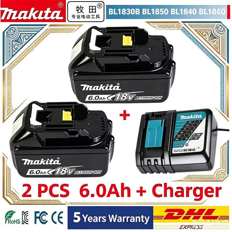 Original Makita 18V Akku 6,0Ah BL1860B in Schwarz - Bild 2