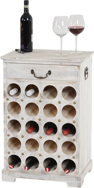 Weinregal MCW Torre T324 in Weiß im Shabby-Look für 20 Flaschen, B/T/H: 76 x 48 x 31 cm - Bild 1