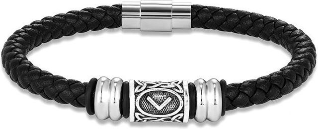 YULIN Armband, Lederarmband, Edelstahl, Schwarz, Unisex, 21cm - Bild 1