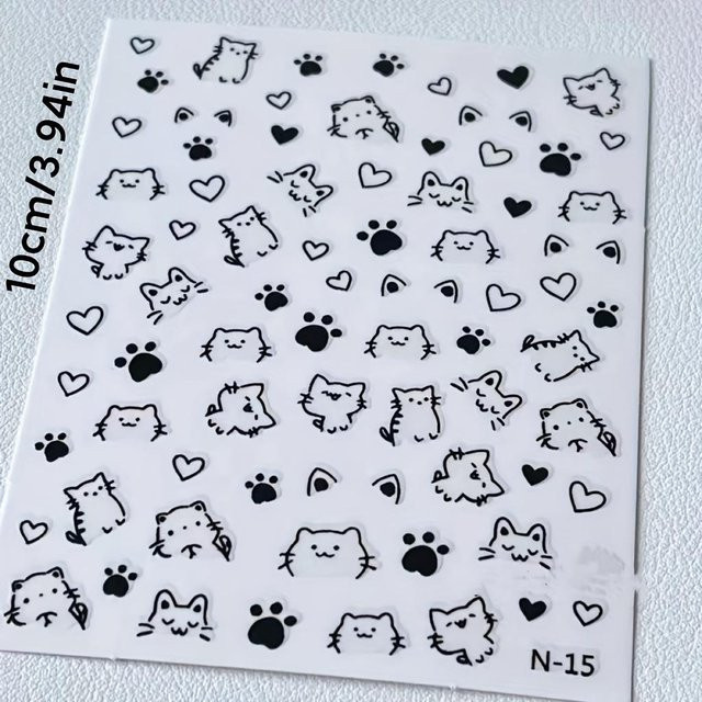 LChome Nagelsticker, Katzenpfoten- & Herzdesigns, Semi gray, Unisex - Bild 1