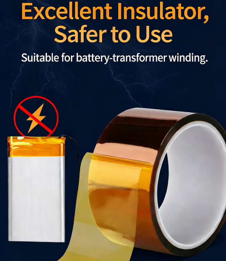 Kapton-Klebeband Polyimid-Klebeband elektrisch isolierend und hitzebeständig für die Leiterplattenisolierung, Länge: 33 m, Breite: 3–50 mm - Bild 5