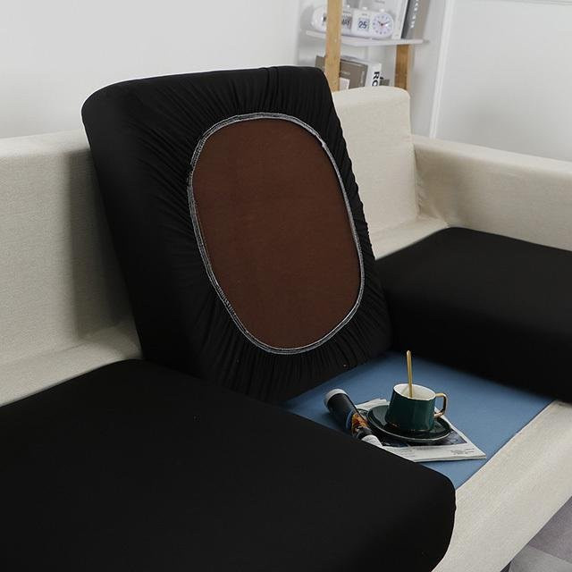 BRHUIXUE Elastische Sofa-Sitzkissenbezüge aus Polyester in Schwarz, Waschbare und Rutschfeste Schutzbezüge für Sofas - Bild 1