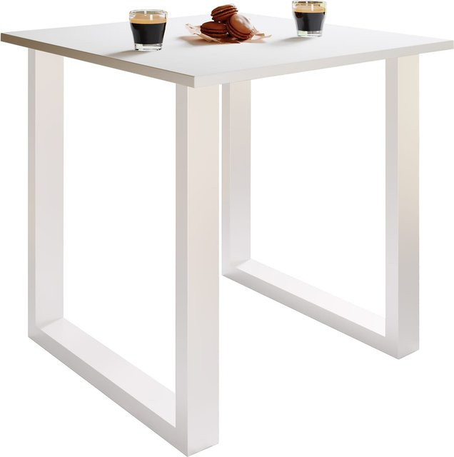 VCM Schreibtisch Lona U aus Holz mit Metallfüßen, H x B x T: 76 x 80 x 80 cm - Bild 1