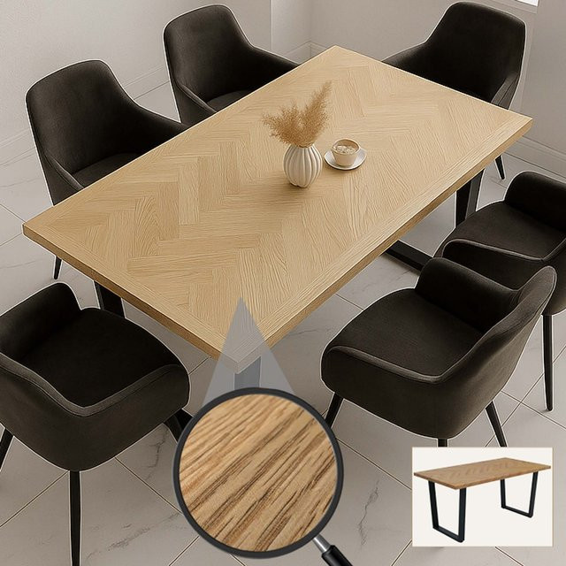 MCW Esszimmertisch O61 im Industrial-Design, Eiche Hell und Schwarz, B/T/H: 160 x 90 x 75 cm - Bild 2
