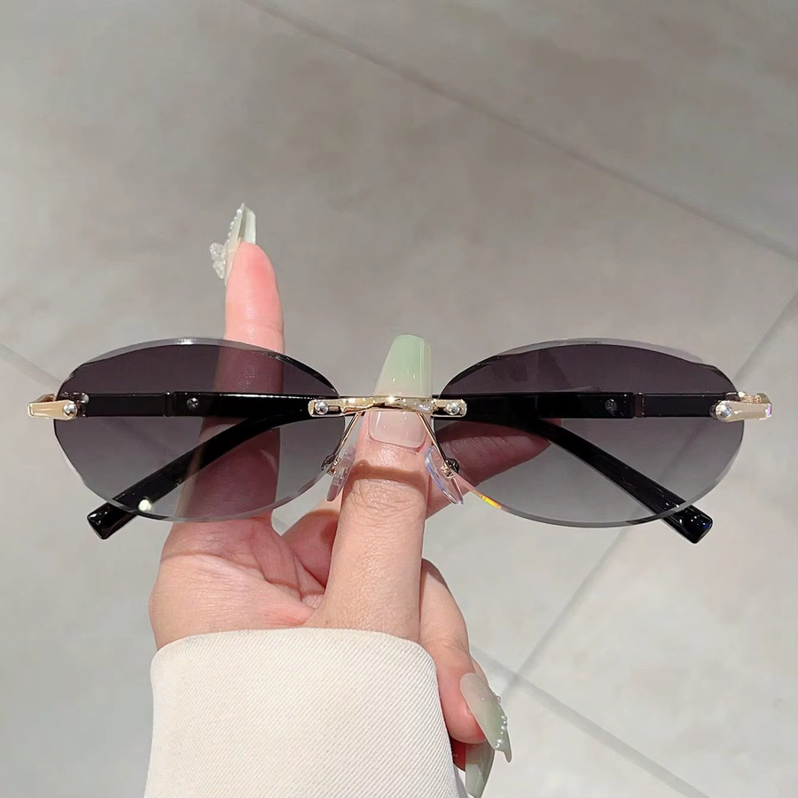Sonnenbrille, randlos, oval, Metall, schwarz, Unisex - Bild 2