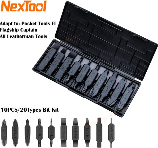NexTool Bit Kit 20-teiliges Schraubendreher-Zubehörset in Schwarz für NexTool Pocket Tools E1 - Bild 1