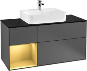 V&B Waschtischunterschrank Finion in Anthrazit mit Regalfach links, B/T/H: 120 x 50,1 x 60,3 cm - Bild 1