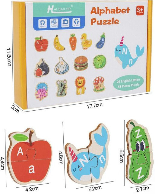 Linyi toy Alphabet Buchstaben Puzzle, Holz, ab 3 Jahre - Bild 1