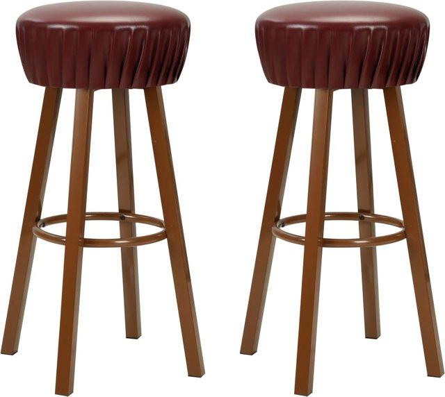 Barhocker Set 2 Stück von Yiwydaa in Braun aus Kunstleder im Industrial Design - Bild 1