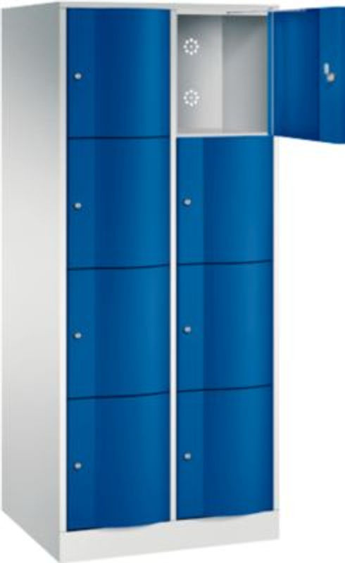 C+P Schließfachschrank Resisto mit 2 Abteilen und 8 Fächern, Farbe: Lichtgrau/Enzianblau, B/T/H: 77,2 x 64,0 x 195,0 cm - Bild 2