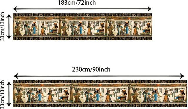 VIKAMA Leinen-Tischläufer mit altägyptischem Retro-Druck in Multicolour, Länge: 150 cm - Bild 1