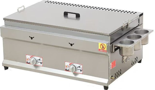 Kommerzielle Gas-All-in-One-Bratmaschine aus Edelstahl in Silber - Bild 1