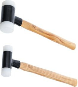 BGS Schonhammer-Satz mit Hickory-Stiel, 2-teilig, rückschlagfrei, Durchmesser: 30 mm und 45 mm, Gewicht: 300 g und 550 g - Bild 1
