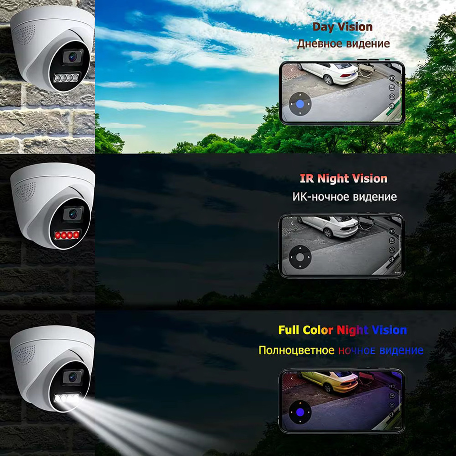 SIMICAM IP PoE Sicherheits-Dome-Kamera mit 4K 8MP Auflösung, Onvif, H.265, Audio-Option und Farb-Nachtsicht in Weiß - Bild 4
