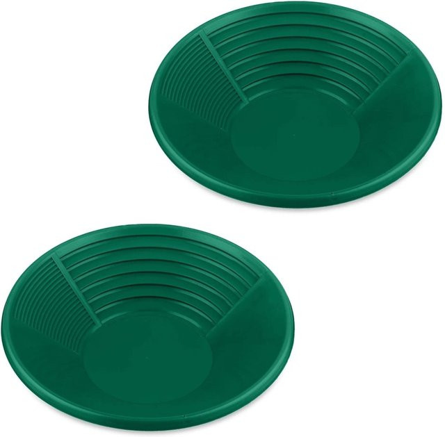Relaxdays Goldwaschpfanne 2er Set aus Kunststoff in Grün mit 3 Zonen, B: 38 cm, H: 8 cm - Bild 1