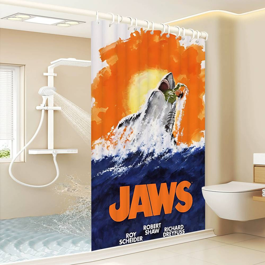 J-JAWS Film Duschvorhang mit Haken aus Polyester, wasserdicht und maschinenwaschbar, Muster Abstrakt, B: 90 cm, H: 180 cm, Mehrfarbig - Bild 1