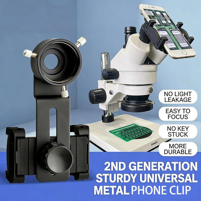 Imsky Universal Smartphone Handy-Adapterhalterung aus Metall für Teleskop und Mikroskop, Schwarz, 30-57mm - Bild 1