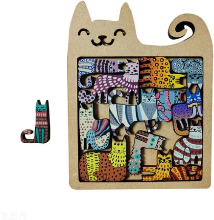Holzkatze Form Puzzle, Holz, Schwarz, ab 14 Jahre