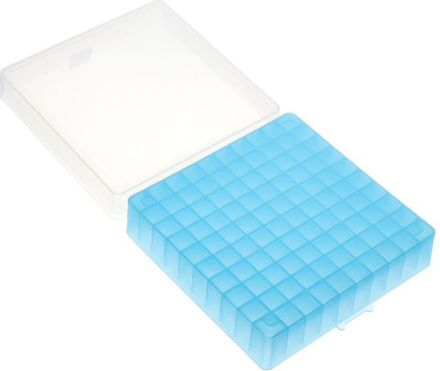 Aufbewahrungsbox für 100 Mikroröhren (1,8 ml/2 ml) als Autosampler-Probenregal aus Kunststoff, Blau - Bild 1