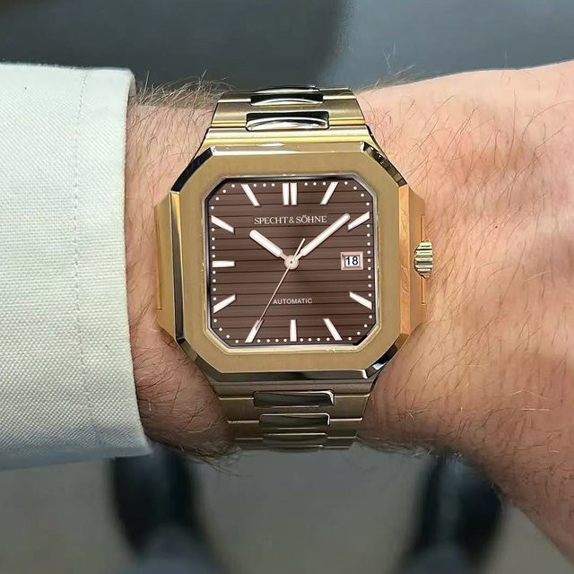 Specht & Söhne Herrenuhr, Mechanisch, Edelstahl, Roségold, 41 mm, Eckig - Bild 1