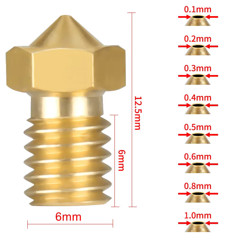 E3D V6 V5 Hotend-Düse aus Messing für 1,75 mm Filament mit 2,0 mm Innendurchmesser, geeignet für Titan Extruder und Prusa I3 MK3S, Farbe: Gold - Bild 3