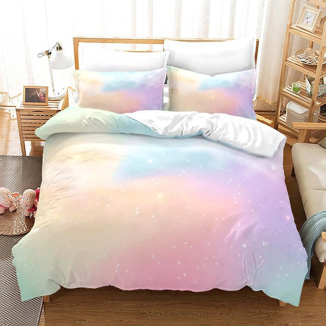 Bettwäsche-Set JMG Household Supplies mit Regenbogen-Farbverlauf und Wolken-Print, Mehrfarbig, Material: Mikrofaser, B/H: 210 x 210 cm - Bild 1
