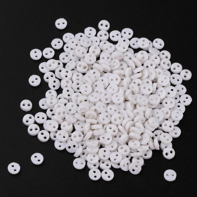 300-teiliges Set Runde Mini-Knöpfe, Puppen-DIY, Weiß - Bild 1
