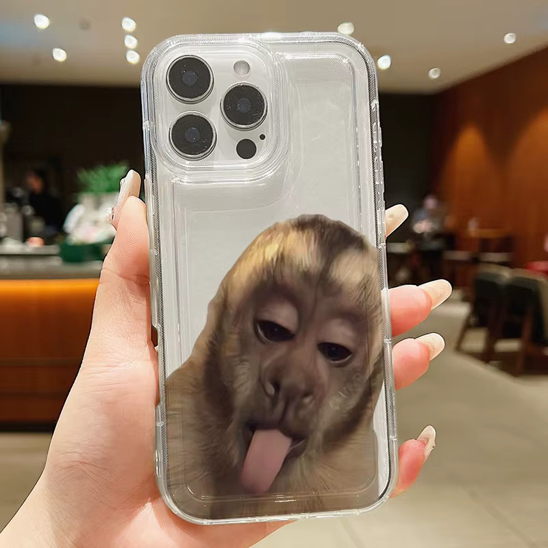 Naughty Monkey Print Handyhülle für iPhone Modelle, Transparentes Soft Cover - Bild 2