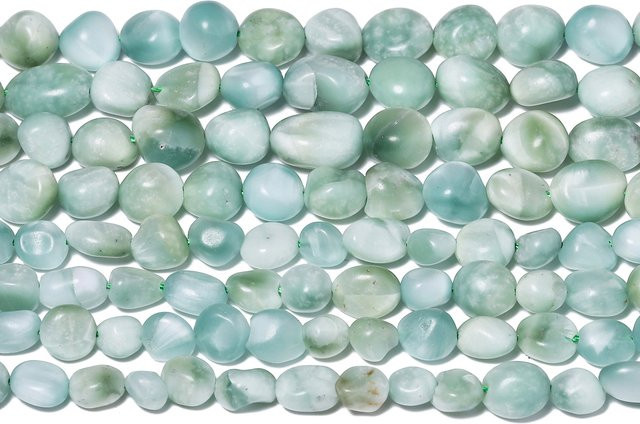 xilitata Naturstein Angelite Perlen, Grün, 6-10 mm, 15'' - Bild 1