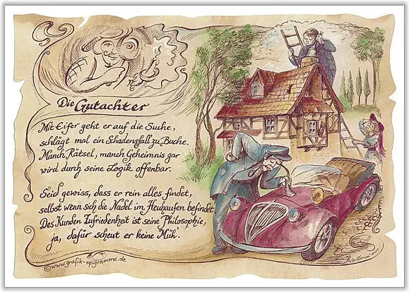 Zunftbild Gutachter auf Antikpapier als Vintage Poster in Multicolour, Höhe: 29,7 cm