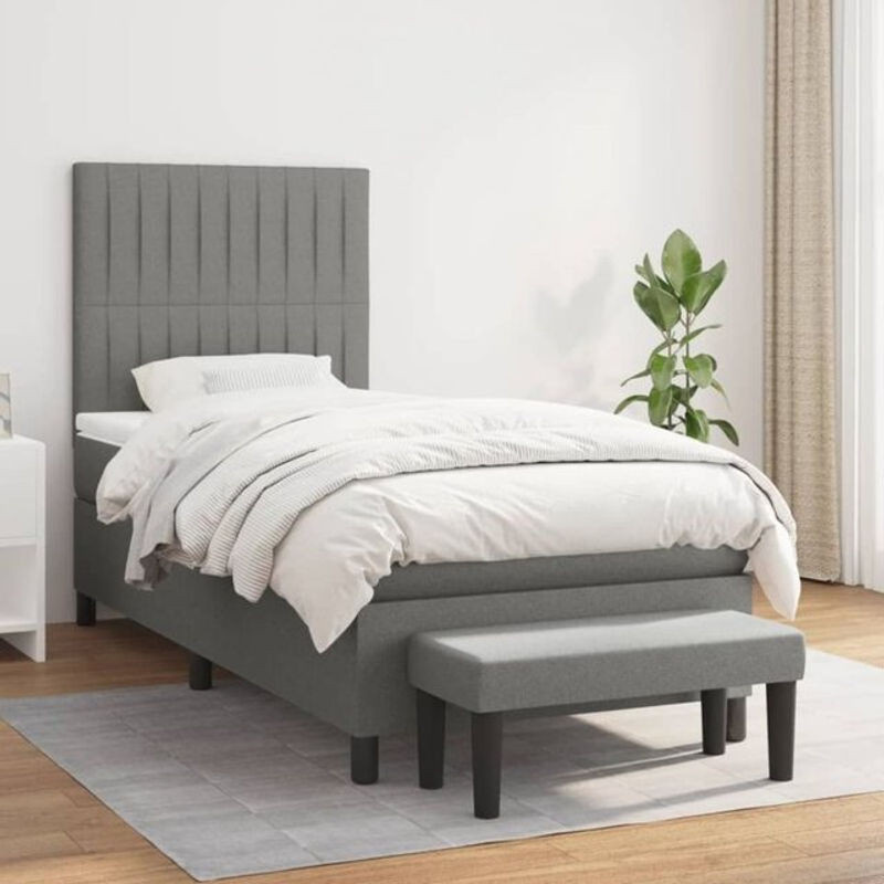 vidaxl Boxspringbett mit Matratze in Grau aus Stoff, B/T/H: 200 x 80 x 128 cm - Bild 1