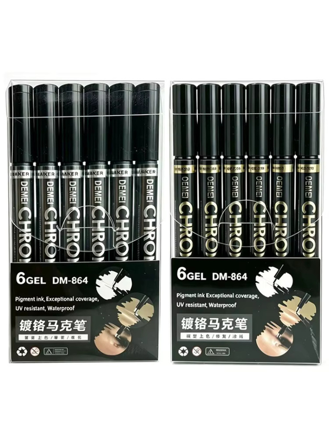 Chrom-Spiegelmarker-Set mit wasserfester Tinte in Gold und Silber, 2,0 mm Strichstärke für DIY-Modellmalerei und Kunstprojekte - Bild 7