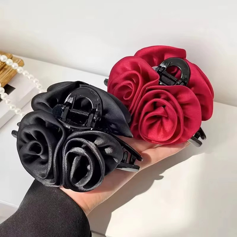 RaviMour Haarklammern Doppel-Rosen, Satin, Damen, Mädchen - Bild 4