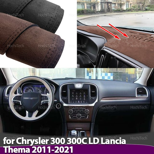 Dashboard Abdeckung aus Wildleder Leder für Chrysler 300, 300C LD und Lancia Thema (2011 - 2021) in Schwarz/Braun - Bild 1