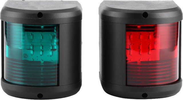 TOMTOP JMS 12V LED Navigationslicht für Marine und Yacht, wasserdicht IP66, Steuerbord Rot oder Backbord Grün, Schwarz - Bild 1