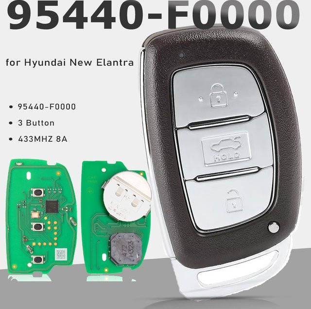 KEYECU Smart Remote Key 95440-F0000 für Hyundai Elantra, 433 MHz, 8A Chip, 3 Tasten, Schwarz - Bild 1