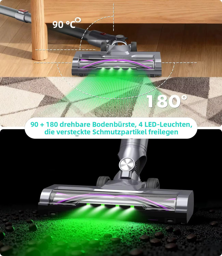 OMESER Kabelloser Akku-Staubsauger mit 75000Pa Saugkraft, bürstenlosem Motor, Anti-Verwicklungs-Technologie für Tierhaare und Teppiche, beutellos - Bild 6