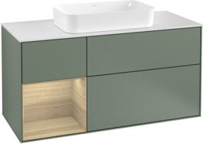 V&B Waschtischunterschrank Finion in Lackoptik mit offenem Regal links, Breite: 120 cm, Tiefe: 50,1 cm, Höhe: 50,1 cm - Bild 1