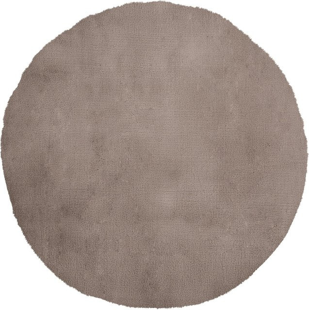 Runder handgefertigter Teppich MY CHA CHA von OBSESSION in Taupe und Beige aus Mikropolyester und Baumwolle, geeignet für Fußbodenheizung - Bild 1
