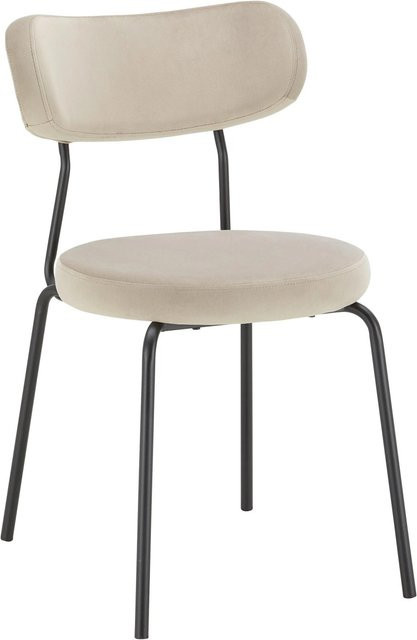 Bessagi Home Stuhl Lea in Beige, gepolsterter Samt mit Metallgestell für dein Esszimmer - Bild 1