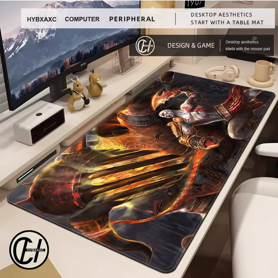 Rutschfestes God of War Mauspad von HYBXAXC in Multicolour als große Schreibtischunterlage für deinen PC - Bild 2