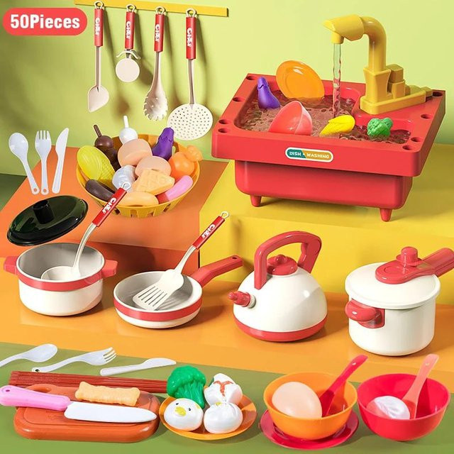Wucifang Bags Kinder Spülbecken Spielzeug, mit elektrischem Wasserhahn und Wasserkreislauf, ab 3 Jahre - Bild 1
