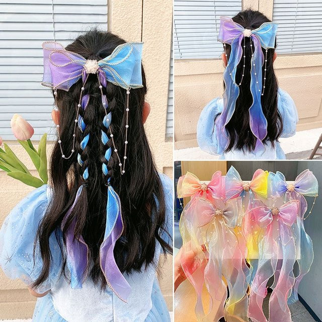 Geflochtenes Stirnband mit Blumenband, Fliege für Mädchen, Kinder - Bild 1