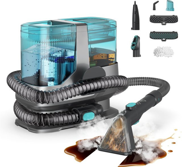 YISORA C688 Teppichreinigungsmaschine mit 2600W und 17kPa Saugkraft, Dampfsterilisation mit 4 Modi, 1100ml Sauberwassertank und 1200ml Schmutzwassertank - Bild 1